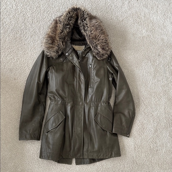 Danier Jackets & Blazers - Danier Olive Parka with Faux Fur Lining